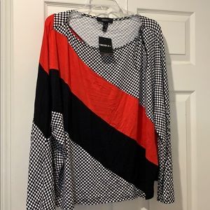 PLUS boxy checkered blouse